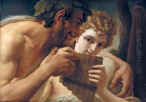 Pan And Apollo Oil Painting by Vincenzo Camuccini