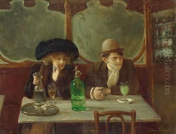 Cafe Scene Oil Painting by Jean-Georges Beraud