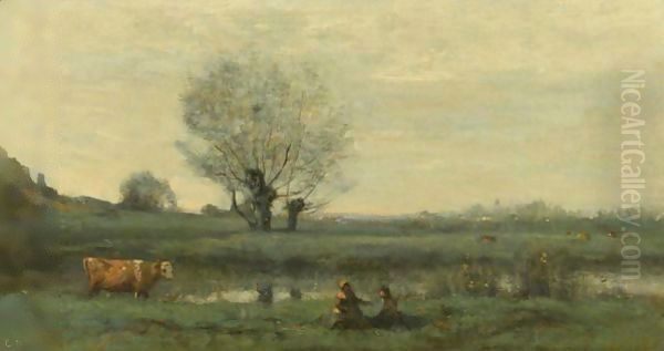 Paysage 2 Oil Painting by Jean-Baptiste-Camille Corot