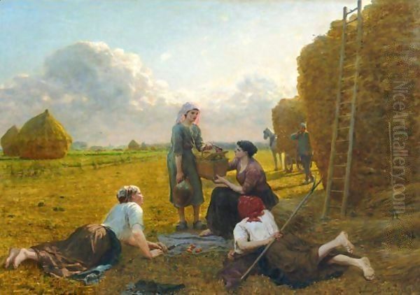 Dans La Plaine Oil Painting by Jules Breton