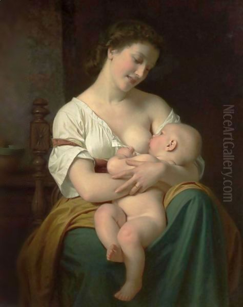 Mother And Child Oil Painting by Hugues Merle