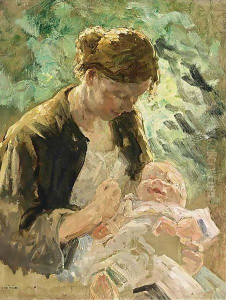 A Happy Mother Oil Painting by Evert Pieters