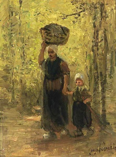 A Mother And Her Child Returning Home Oil Painting by Jozef Israels