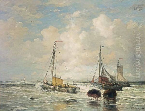 The Departure Of The Fishing Fleet, Scheveningen Oil Painting by Hendrik Willem Mesdag