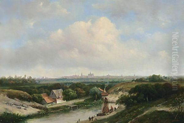 A View Of Haarlem Oil Painting by Jan Hendrik Weissenbruch