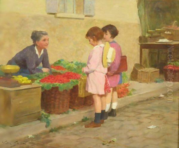 Buying Cherries Oil Painting by Victor-Gabriel Gilbert