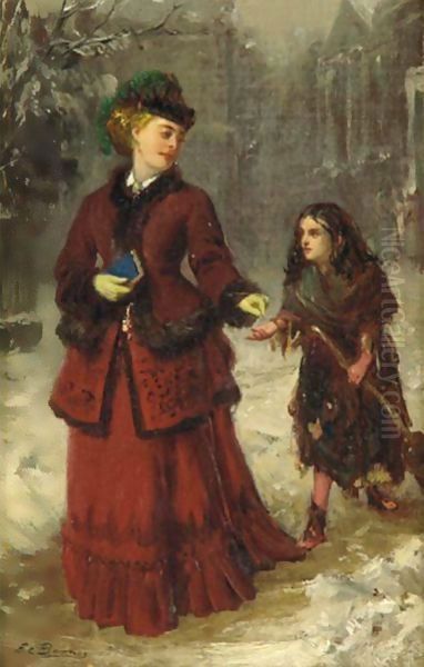 The Little Beggar Oil Painting by Edward Charles Barnes