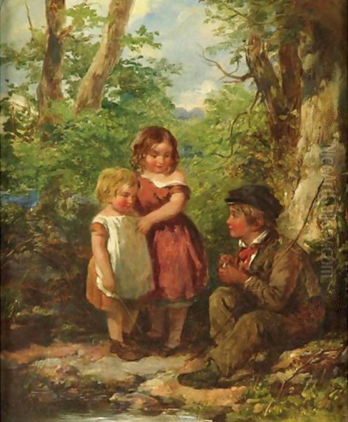 The Young Anglers Oil Painting by James Jackson Curnock