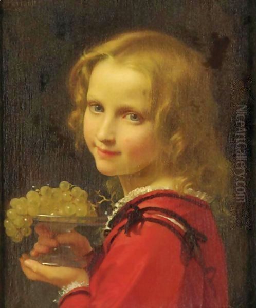 Girl With Grapes Oil Painting by Leon-Jean-Basile Perrault