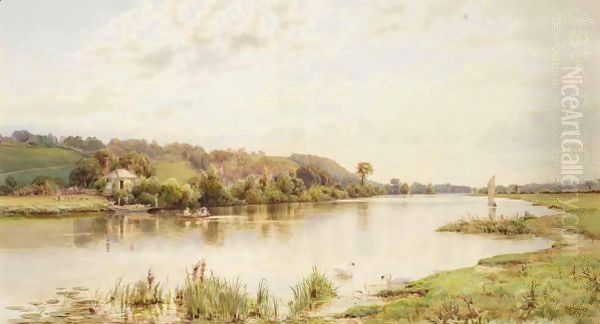 The Thames At Marlow Oil Painting by William Bradley