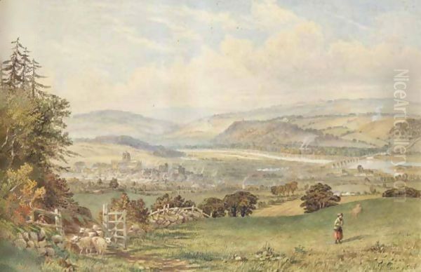 View Of Hexham Oil Painting by Thomas H. Hair