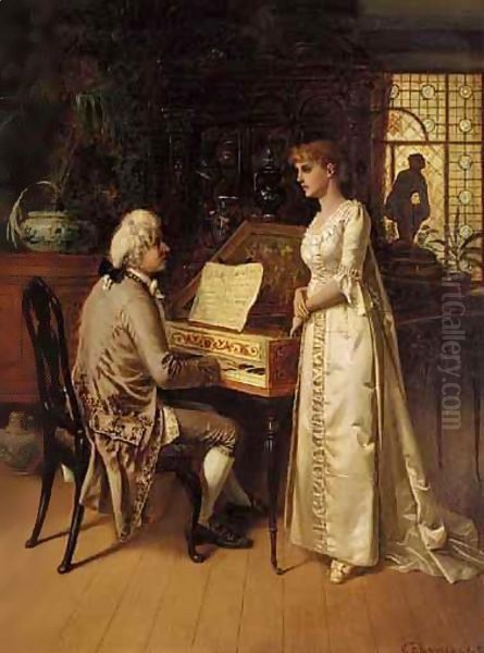 The Duet Oil Painting by Charles Frederick Lowcock