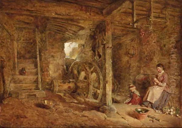 Interior Of Ruined Mill Near Chippenham Oil Painting by Alfred Provis