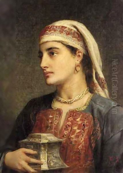 Mrs Patrick Campbell In Balkan Dress Oil Painting by Edwin Longsden Long