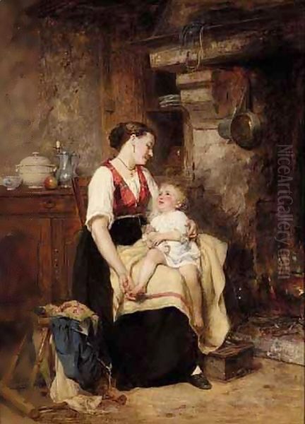 The Bedtime Story Oil Painting by Leon Caille