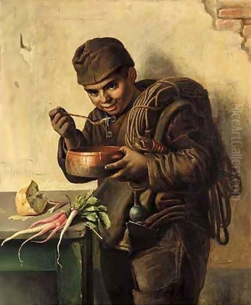 The Hungry Chimney Sweep Oil Painting by Aurelio Zingoni