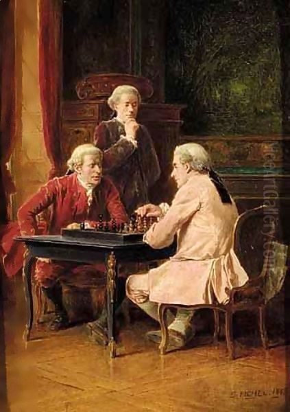 The Chess Players Oil Painting by Benjamin Eugene Fichel