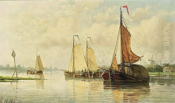 Moored Sailing Vessel by Hendrik Hulk