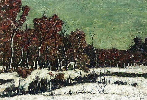 A Winter Landscape Oil Painting by Jan Adam Zandleven