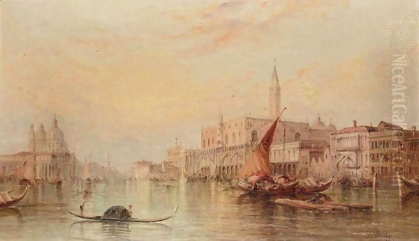 The Grand Canal With The Doge's Palace Oil Painting by Alfred Pollentine