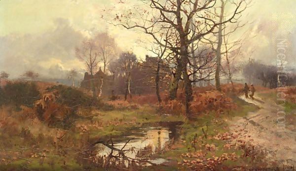 A Country Track In Autumn Oil Painting by William Manners