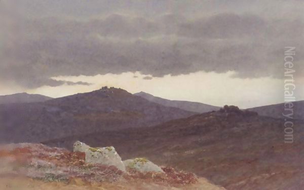 Dusk On Dartmoor Oil Painting by Charles Edward Snr Brittan