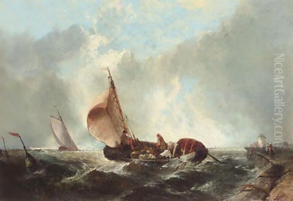 Bringing In The Catch Oil Painting by Alfred Montague