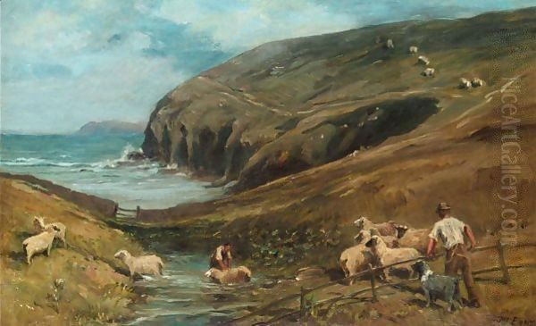 The Sheep Dip Oil Painting by John Emms