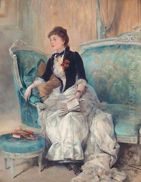 Elegante Lisante Oil Painting by Theobald Chartran