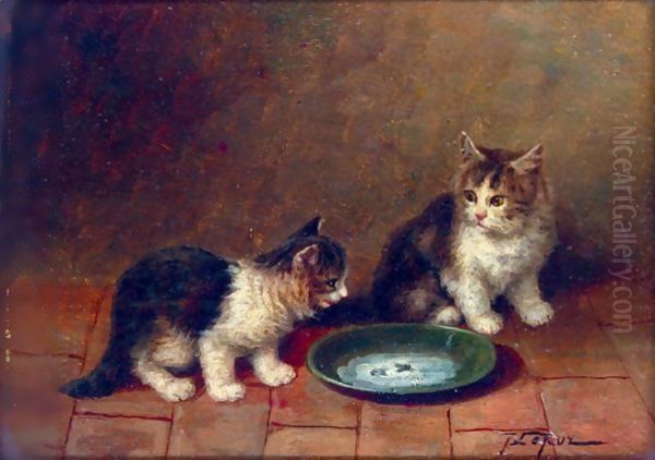 An Unexpected Guest Oil Painting by Jules Leroy