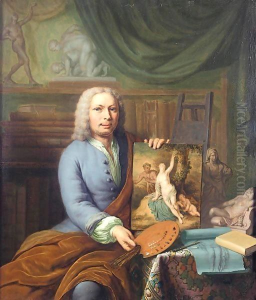 Self-Portrait Of The Artist In His Studio Oil Painting by Frans van Mieris