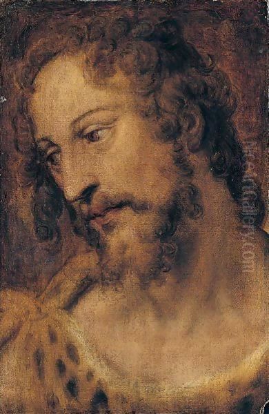 A Study Of Saint John The Baptist, Bust Length Oil Painting by Bartolomeo Passerotti