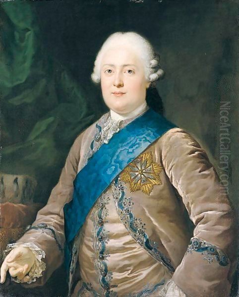 Portrait Of Friedrich August I (1750-1827), Elector And Later King Of Saxony, Half Length, Wearing A Mauve Jacket And Waistcoat And The Badge Of The Order Of The White Eagle Oil Painting by Anton Graff