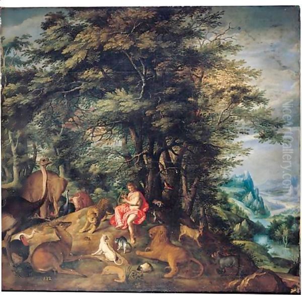 Orpheus Charming The Animals Oil Painting by Denys Van Alsloot