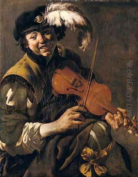 A Youth Playing The Violin Oil Painting by Hendrick Terbrugghen