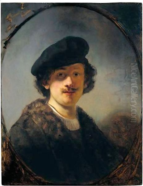 Self-Portrait With Shaded Eyes Oil Painting by Rembrandt Van Rijn