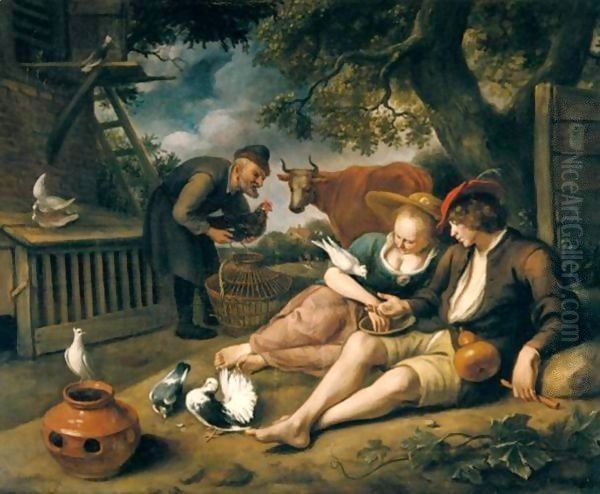 'De Duiventil' - An Allegory Of Love Oil Painting by Jan Steen