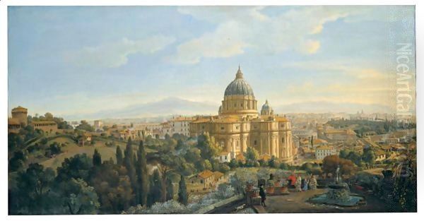 Rome, A View Of The Apse Of Saint Peter's Basilica Looking East Oil Painting by Caspar Andriaans Van Wittel