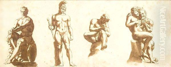 Four Studies After Classical Sculptures Oil Painting by Jan de Bisschop