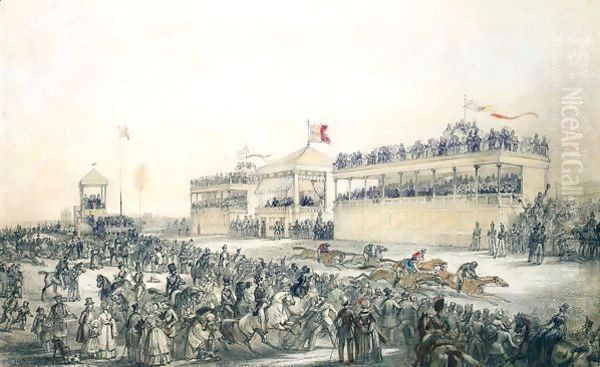 The Running Of The First Races At Brussels Oil Painting by Henri Hendrickx