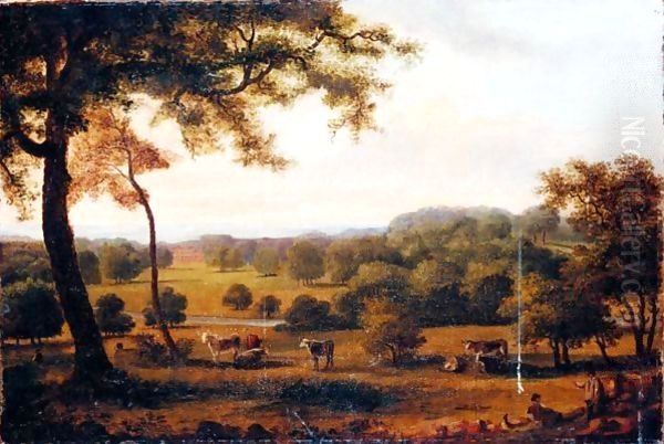 A Prospect Of Wimpole House And Park, Cambridgeshire, The Seat Of The Earl Of Hardwicke Oil Painting by Richard Bankes Harraden