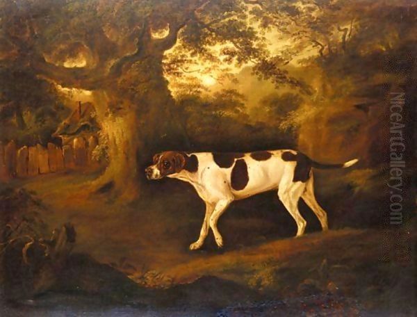 A Pointer In A Landscape Oil Painting by Thomas Weaver