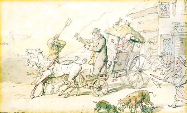 Posting In Ireland Oil Painting by Thomas Rowlandson