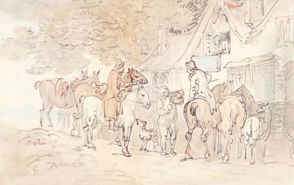 Horseman At An Inn Oil Painting by Thomas Rowlandson