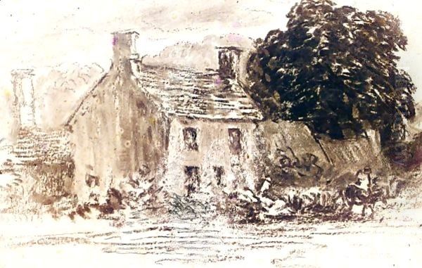 A Cottage Amongst Trees Oil Painting by David Cox