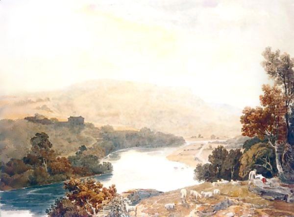 View On The River Wye Near Monmouth Oil Painting by William Havell