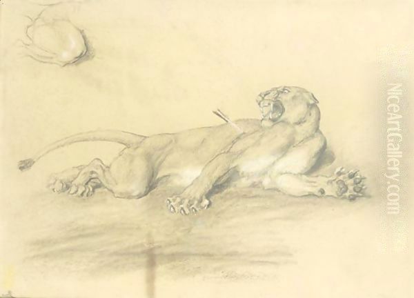 Wounded Lioness Oil Painting by Briton Riviere