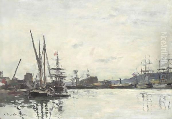 Deauville-Le Bassin Oil Painting by Eugene Boudin