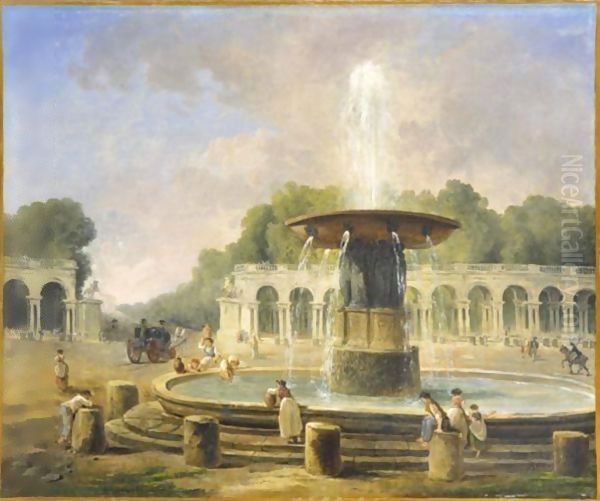 Projet Pour L'Amenagement De La Place De La Concorde Et L'Edification De L'Arc De Triomphe Avec Vue Sur Les Champs-Elysees Oil Painting by Hubert Robert