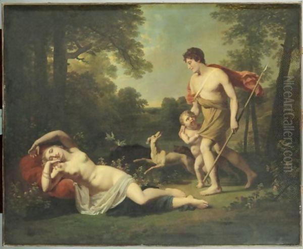 Venus Et Adonis Oil Painting by Jacques-Antoine Vallin